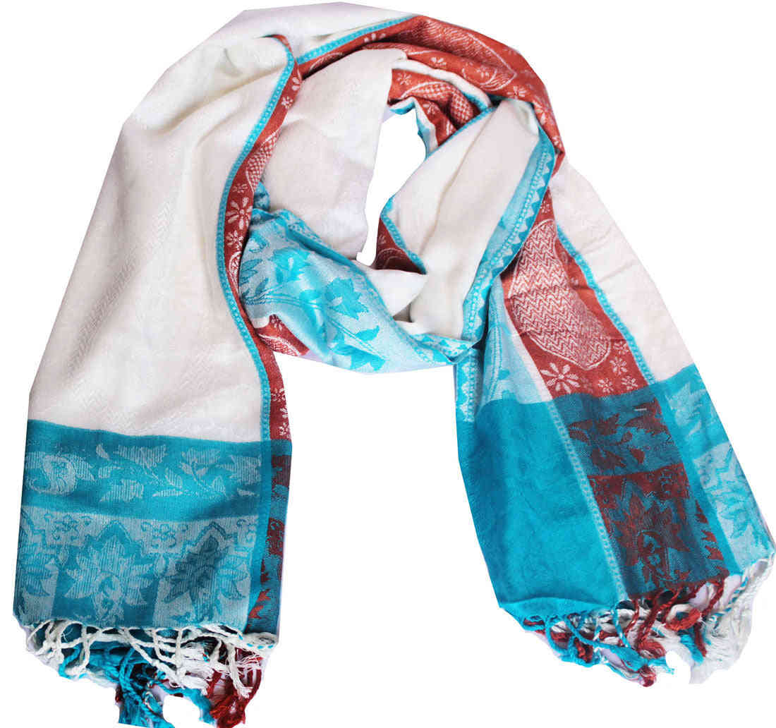 Elegant Jamawar Viscose Shawl Scarf for Women - Handwoven in Kashmir