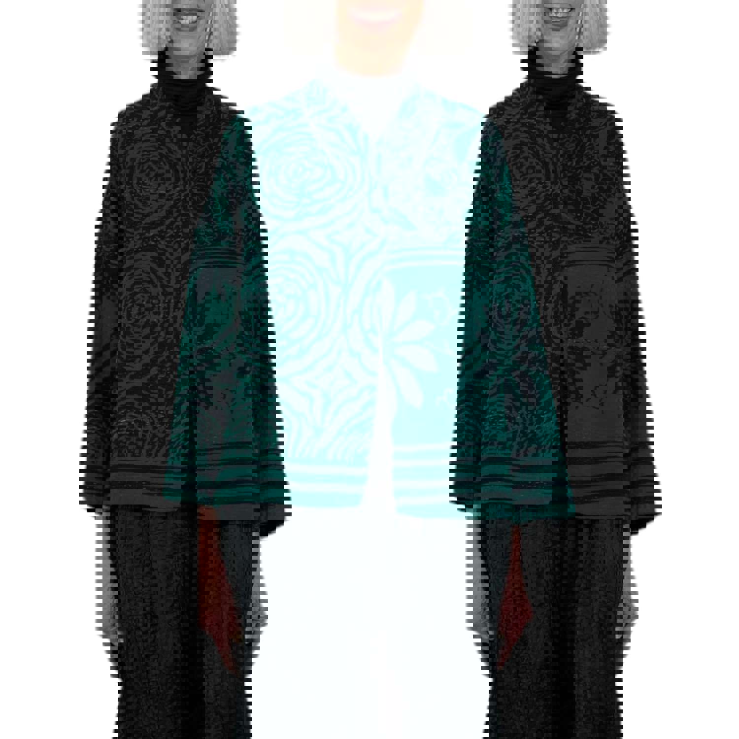 Reversible Stand Collar Crop Jacket - Mixed Silk & Cotton