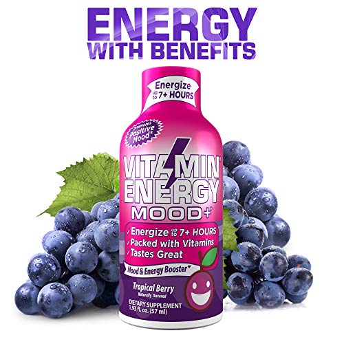 (48 Pack) VitaminEnergy™ Mood+ Keto Energy Shots, Grape Flavor, 7+ Hours Lasting Energy with Anxiety Relief & Mood Boost