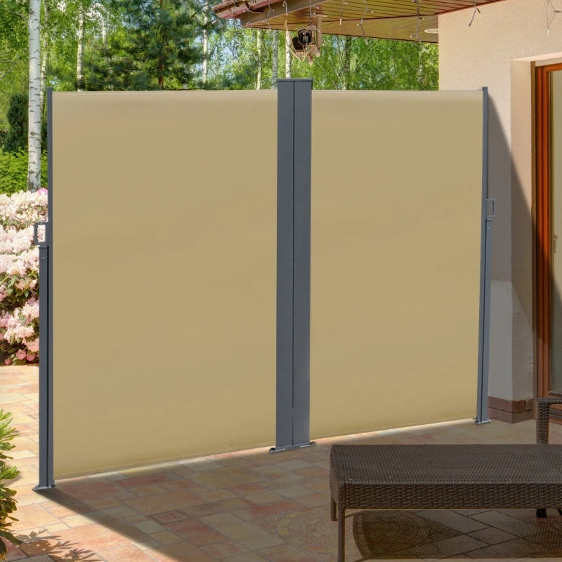 Outsunny 20 Double Retractable Patio Side Awning with UV Protection & Auto Pull-Back