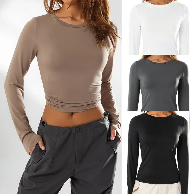 Nukty Y2K Vintage Long Sleeve T-shirt for Women - Crop Top Streetwear