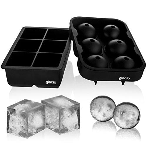glacio Silicone Ice Cube Trays Set - 2 Pack with Sphere and Square Molds, BPA Free