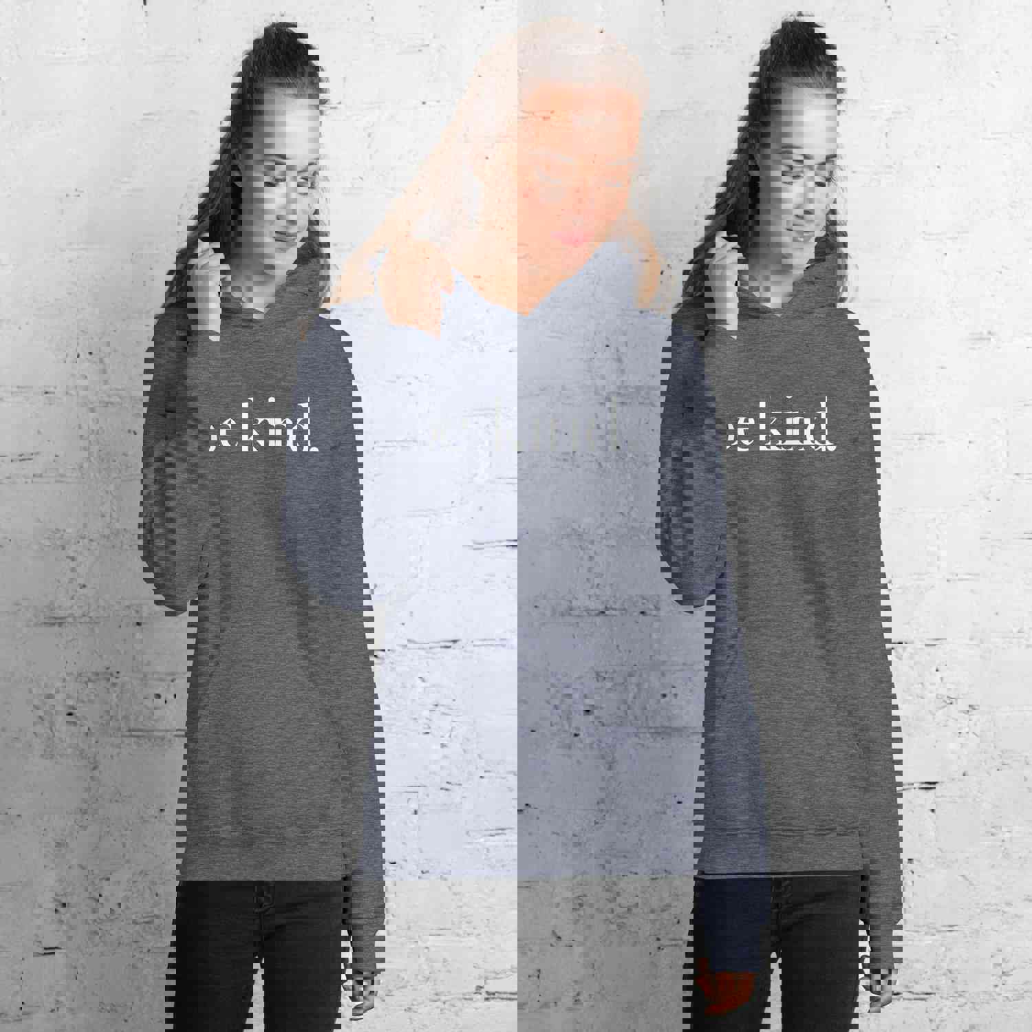 be kind. White Font Hoodie (Gildan) - Soft & Stylish for Cooler Evenings
