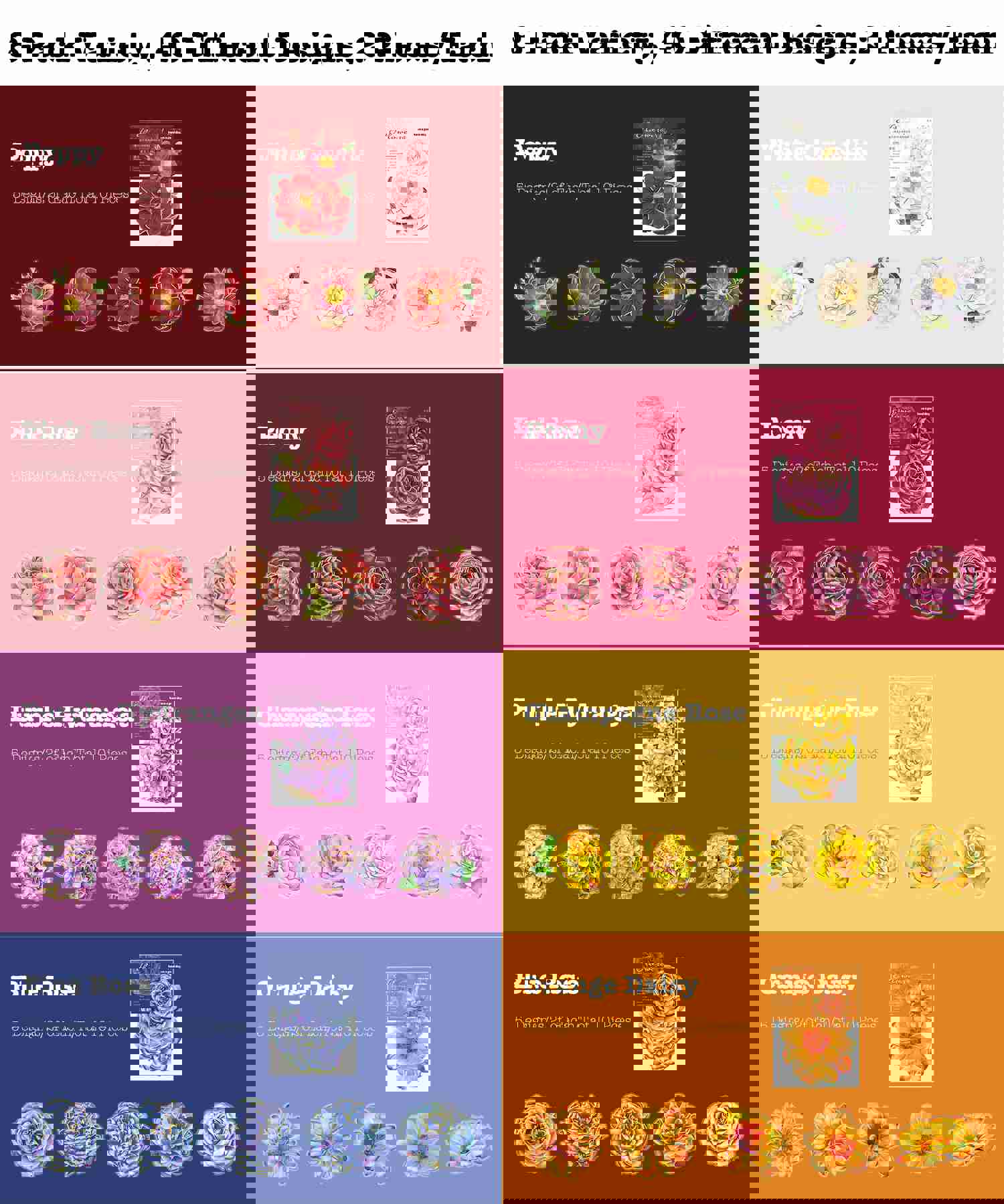 Knaid 80 Pieces Large Size Flower Stickers with Gold Holographic Outlines and Vibrant Colors