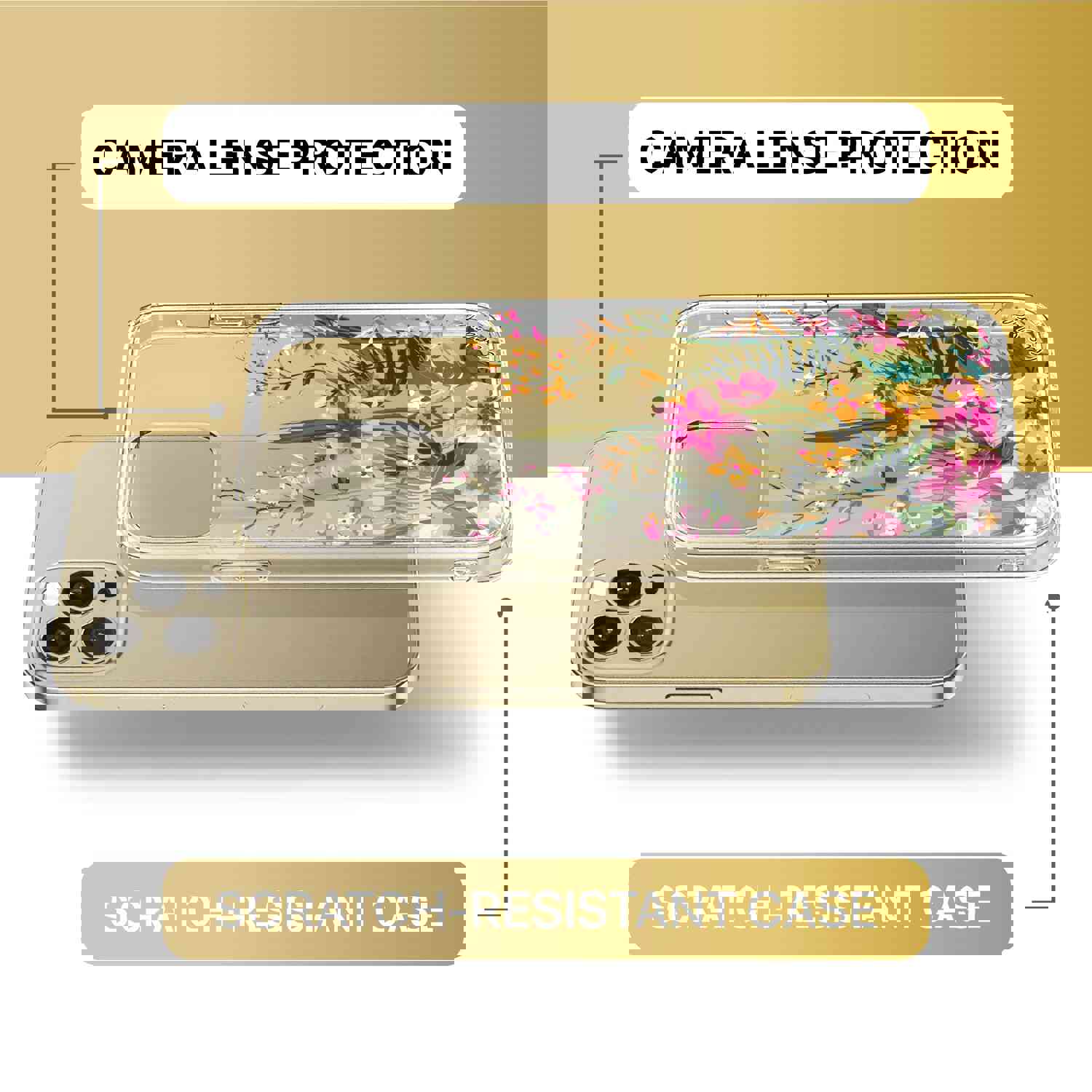 High-Quality TPU Clear Case with Blossom Flower Design for iPhone & Samsung Phones