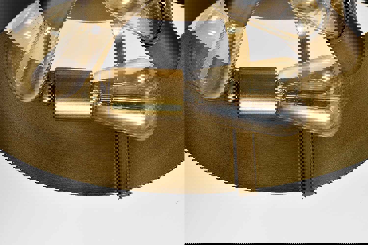 SATCO/NUVO Altos 3 Light Semi Flush 14 Inch Matte Black And Natural Brass Finish Ceiling Light