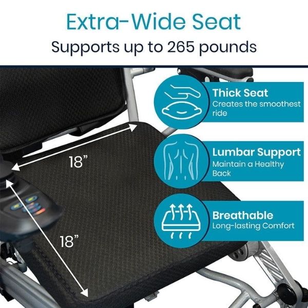 Vive Health Foldable Electric Wheelchair - 2024 Upgraded Model