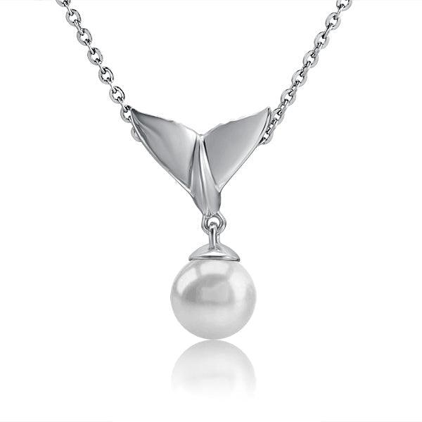 Pearl Flippers Pendant - 925 Sterling Silver Whale Tail Design