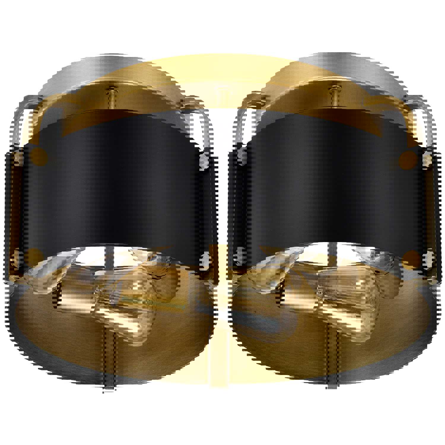 SATCO/NUVO Altos 3 Light Semi Flush 14 Inch Matte Black And Natural Brass Finish Ceiling Light