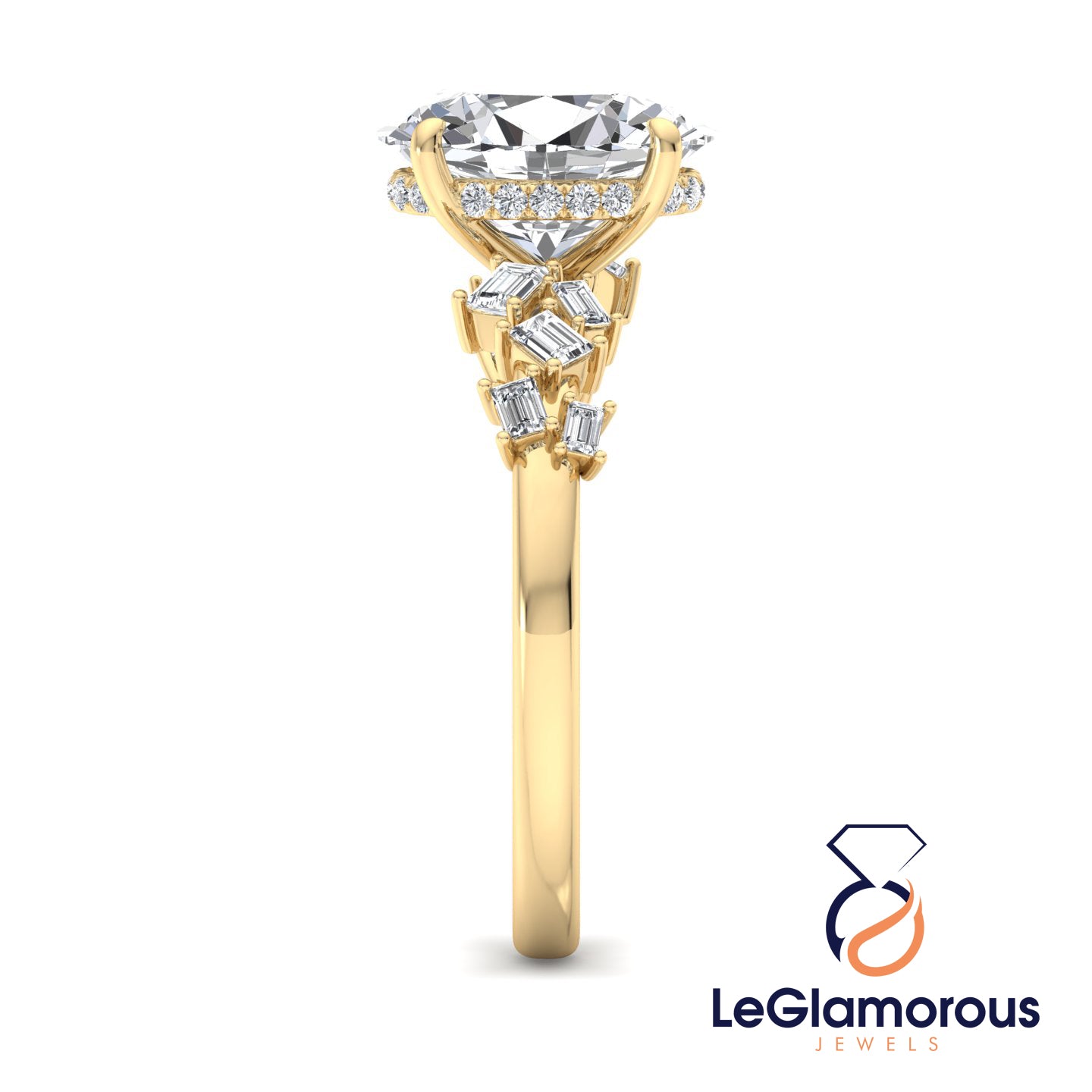 Oval Cut Hidden Halo Pave Style Lab Grown Diamond Engagement Ring