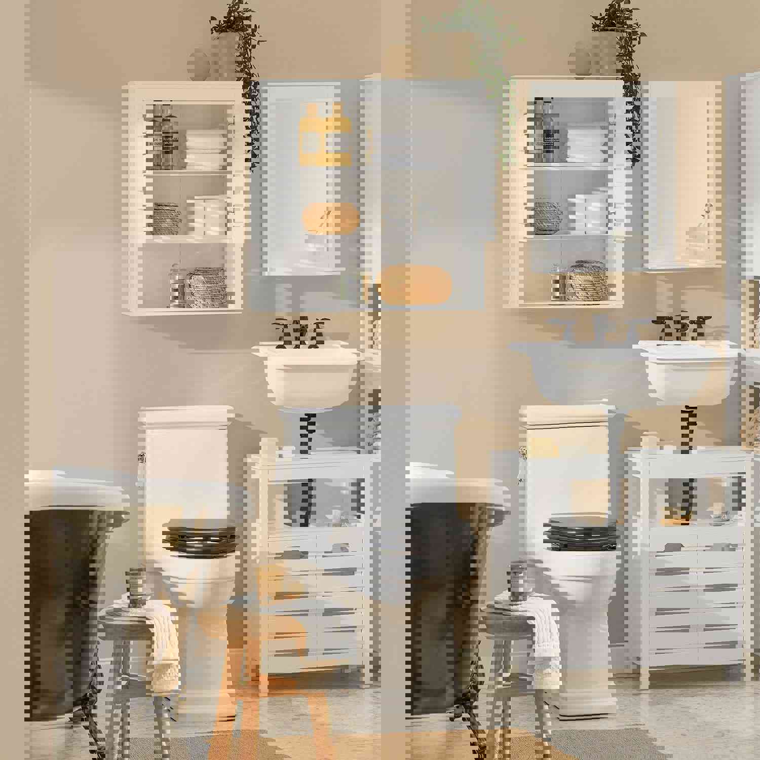 BZR51-W White Wall Mounted Cabinet for Kitchen and Bathroom