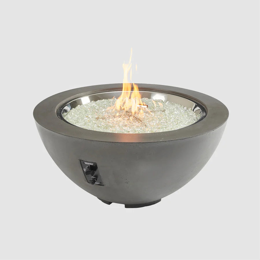 Cove Round Gas Fire Pit Bowl 29 - Natural Grey Supercast™ Concrete Outdoor Fire Pit