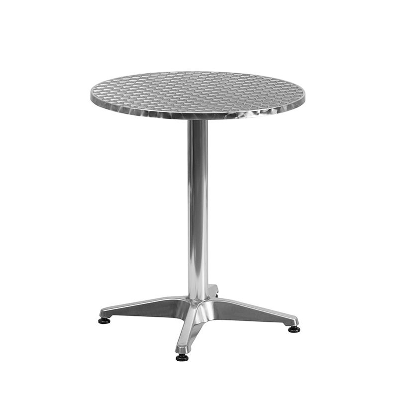 Flash Furniture 23.5" Round Aluminum Indoor-Outdoor Table Set with 4 Black Rattan Chairs