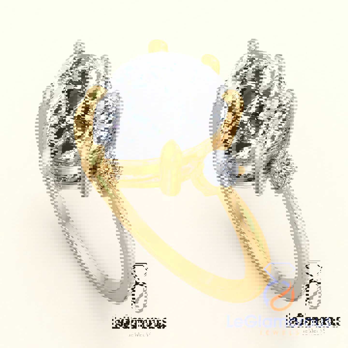 Pear Cut Three Stone Engagement Ring with Lab Grown Diamond