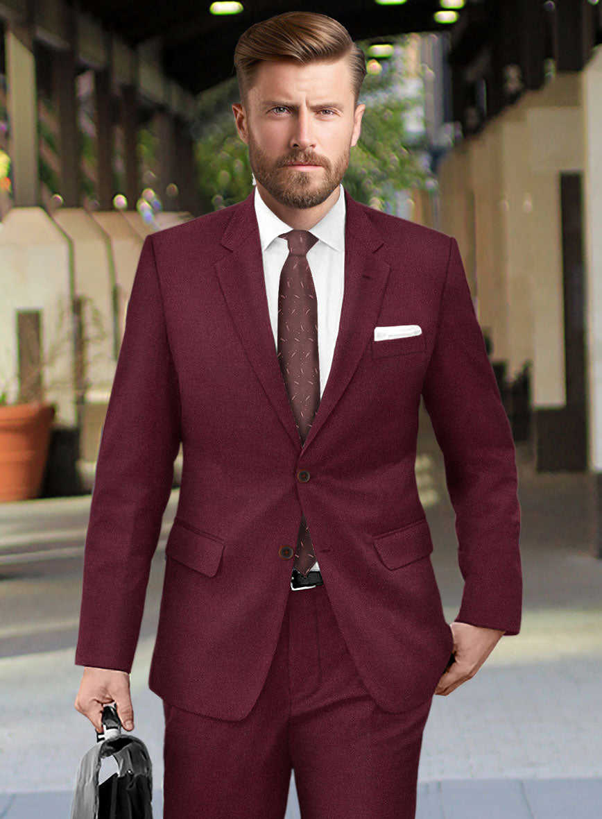Italian Turna Wine Flannel Suit