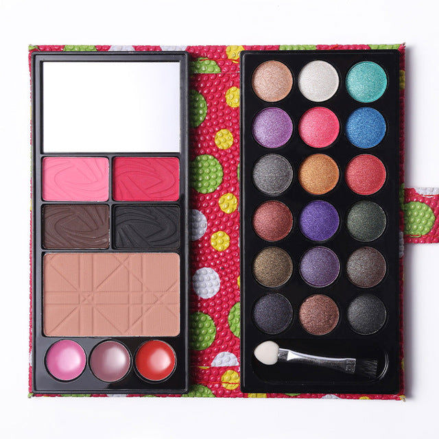Women Beauty Cosmetic Kit - Matte Shimmer Eyeshadow Palette, Bronzer Blusher, Lipstick, Eyebrow & Face Powder Makeup Set