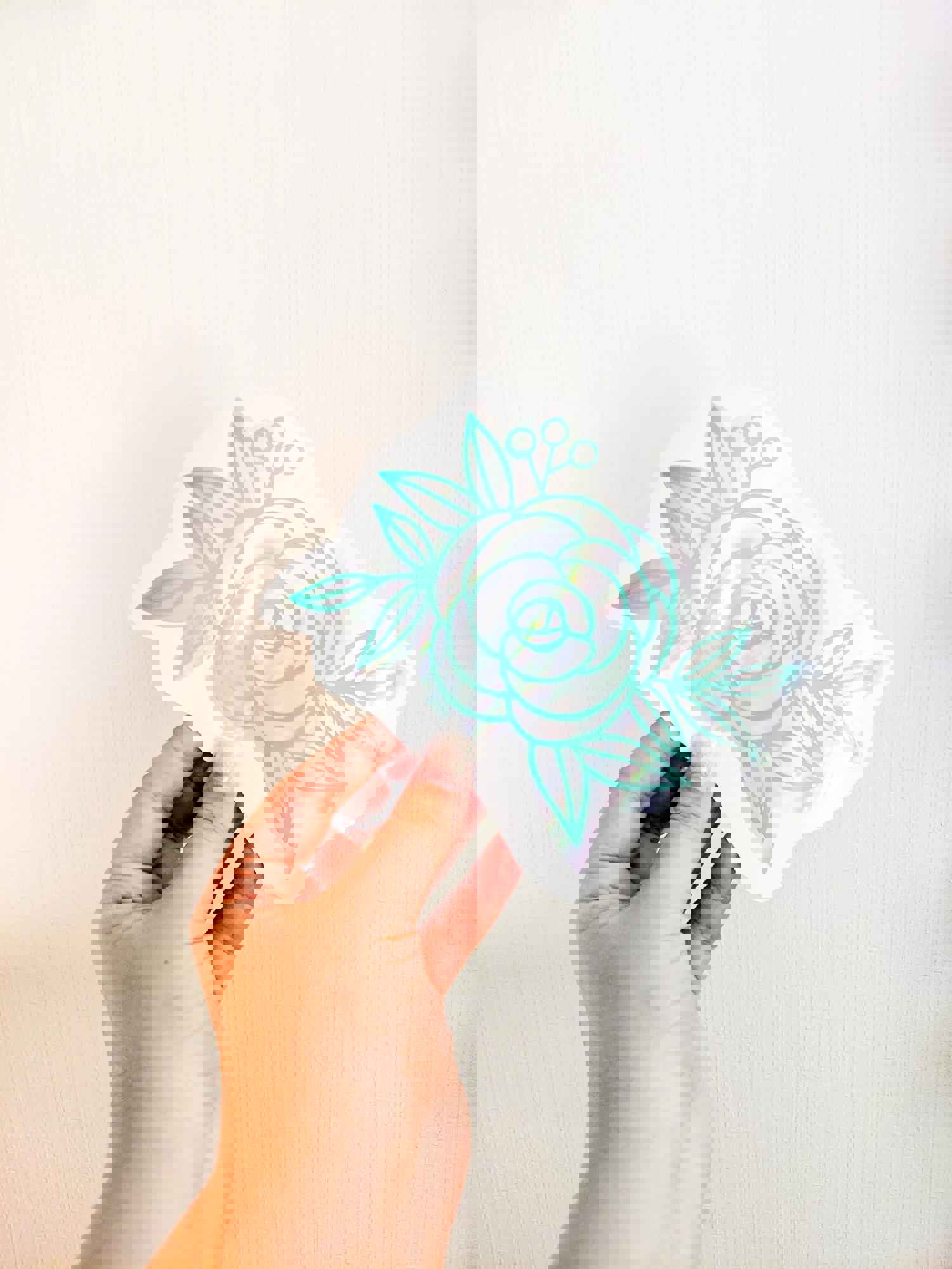 Layered Floral Line Art Roses Vinyl Decal