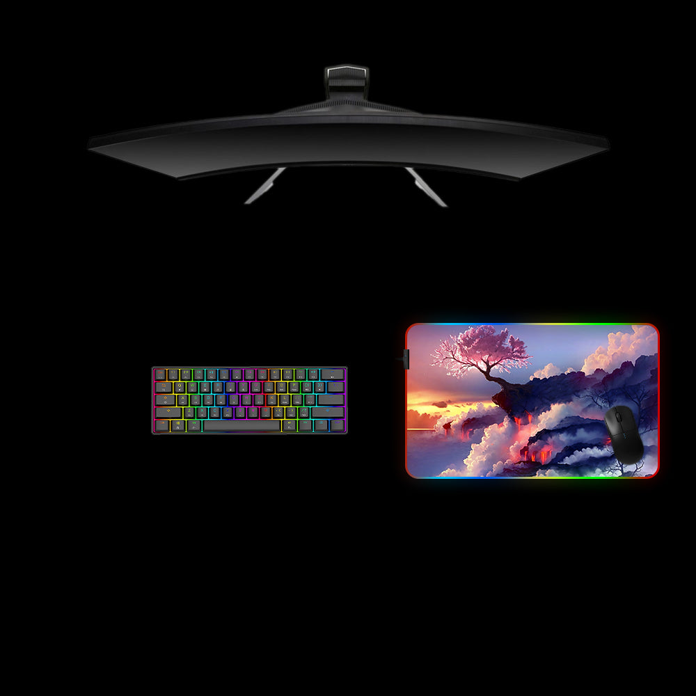 Sakura Cliff Design RGB Gaming Mouse Pad with LED Strip