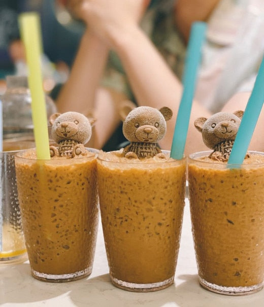 Bear Shape Ice Cube Maker - Food Grade Silicone Tray for Whiskey, Cocktails, and DIY Baking