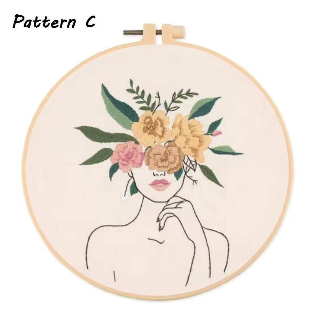 Feminine Floral Embroidery Kit - DIY Hand Embroidery Craft for Beginners