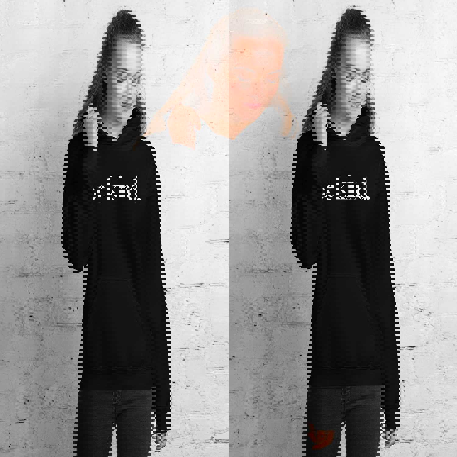 be kind. White Font Hoodie (Gildan) - Soft & Stylish for Cooler Evenings