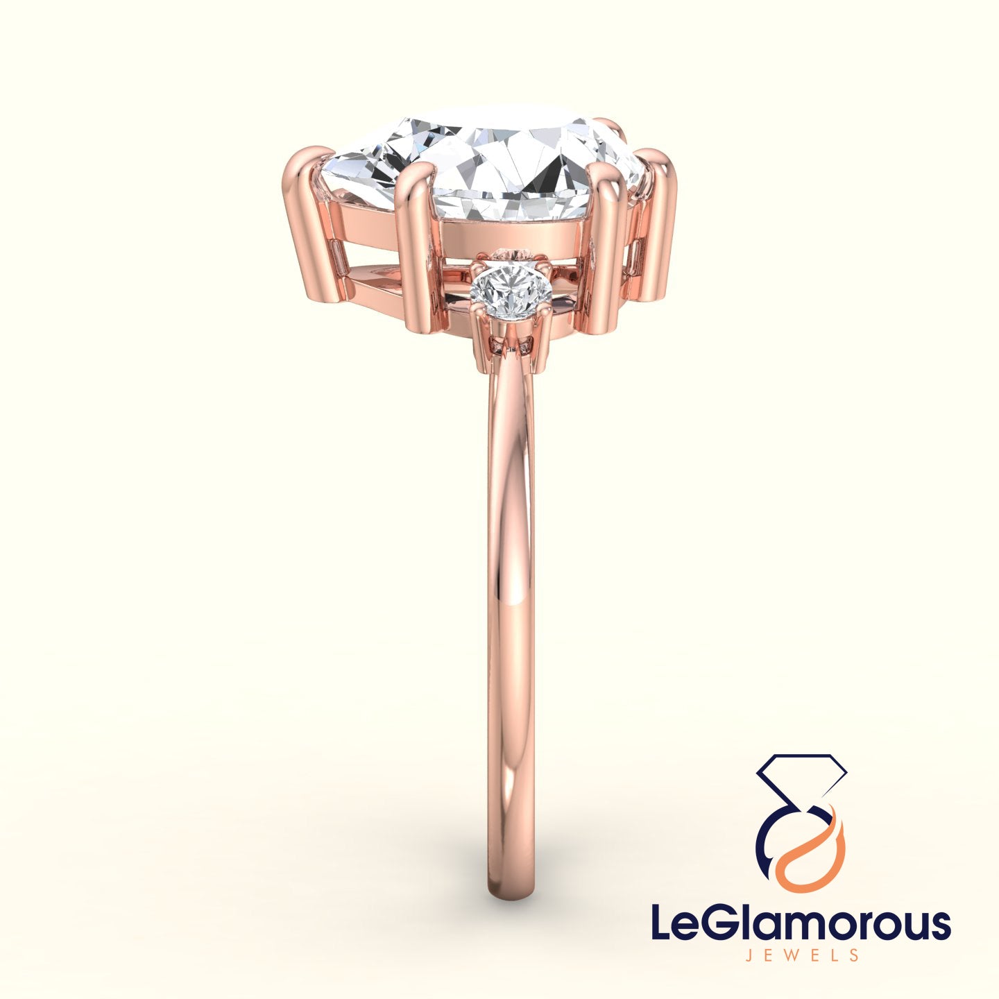 Pear Cut Three Stone Engagement Ring with Lab Grown Diamond