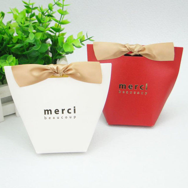 50 PCS French Style Merci Beaucoup Wedding Candy Gift Boxes - Elegant Thank You Favors
