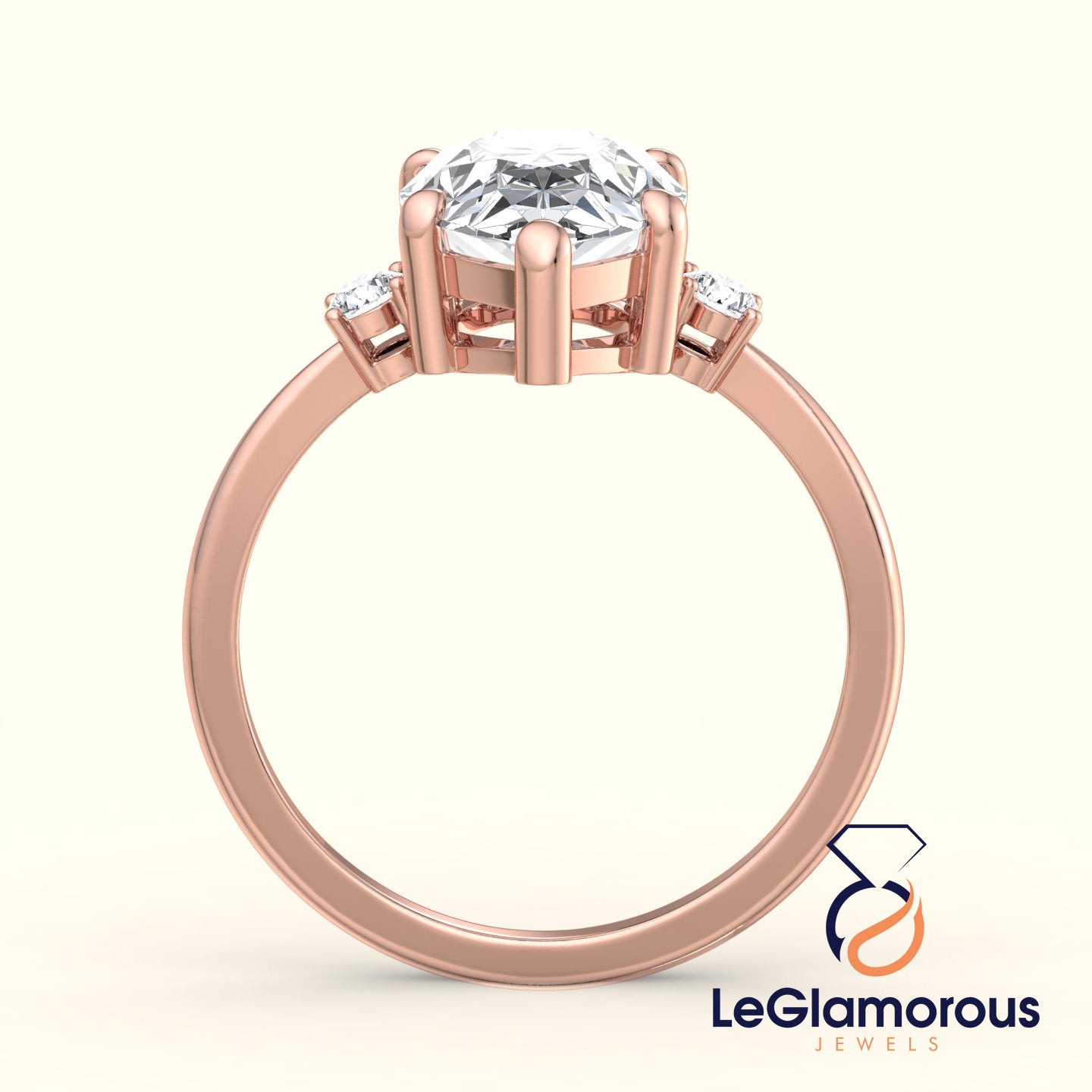 Pear Cut Three Stone Engagement Ring with Lab Grown Diamond