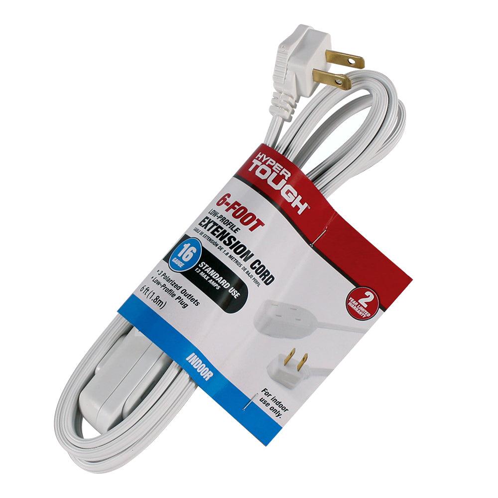Hyper Tough 6FT 16AWG 2 Prong White Indoor Extension Cord