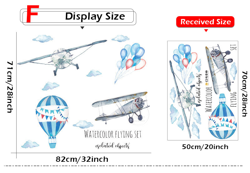 Qfdian Cartoon Cute Animals Hot Air Balloon Wall Stickers for Kids Room, Nursery, and Home Decor