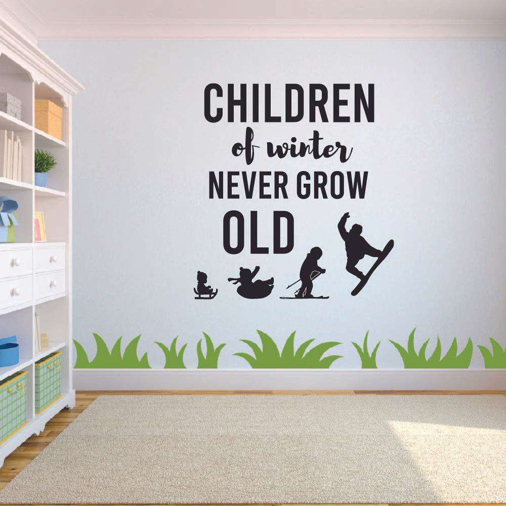 Skiing Quotes Vinyl Wall Sticker Art Wall Decal - Children of Winter Snow Skiing Ski Motivation Quote