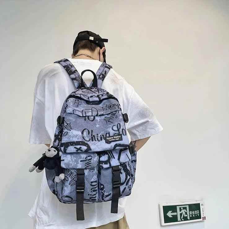 Cool Graffiti Backpack QC346 - Large Capacity Student Bookbag