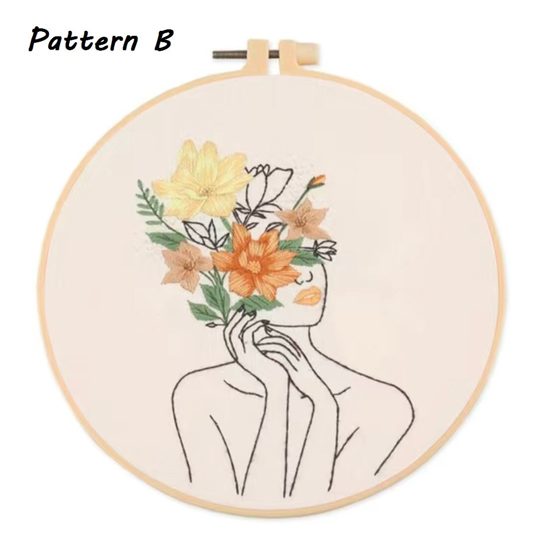 Feminine Floral Embroidery Kit - DIY Hand Embroidery Craft for Beginners