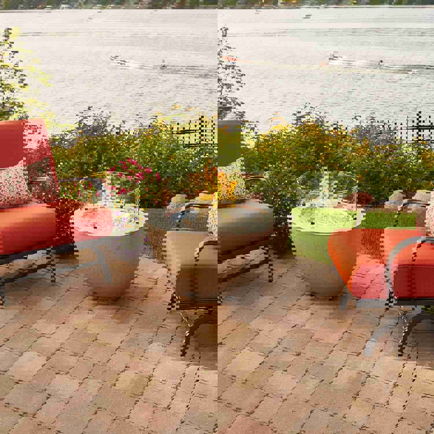 Cove Round Gas Fire Pit Bowl 29 - Natural Grey Supercast™ Concrete Outdoor Fire Pit