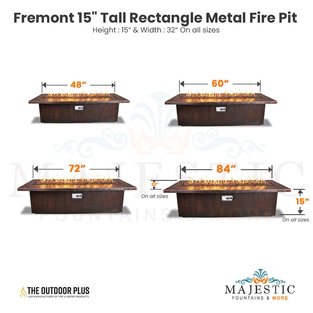 The Outdoor Plus Fremont 15 Tall Rectangle Fire Pit with Free Cover