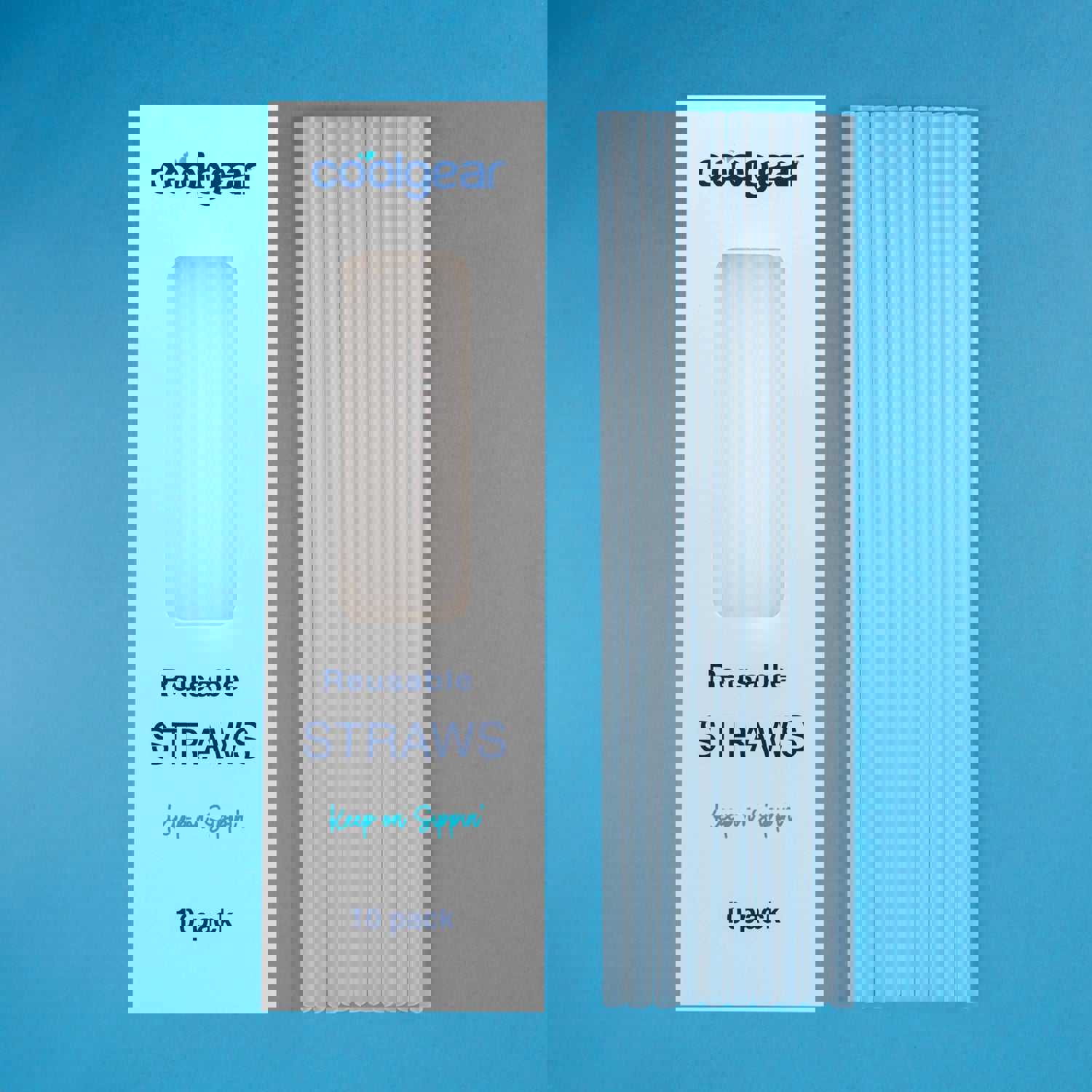 Cool Gear 10-Pack Reusable Drinking Straws - Eco-Friendly & Dishwasher Safe