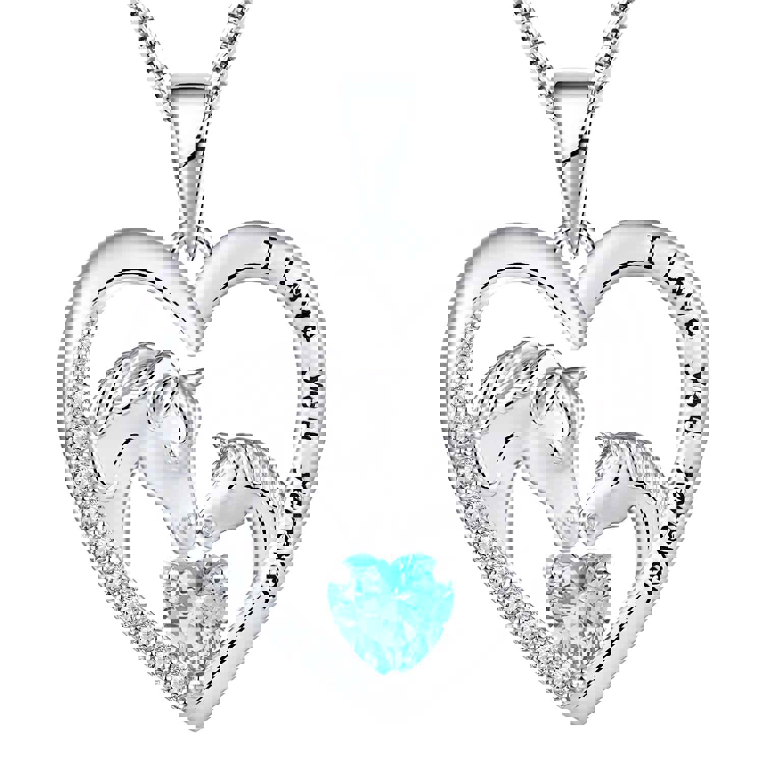 Kids Horse Necklace In Solid Sterling Silver With Changeable Birthstone