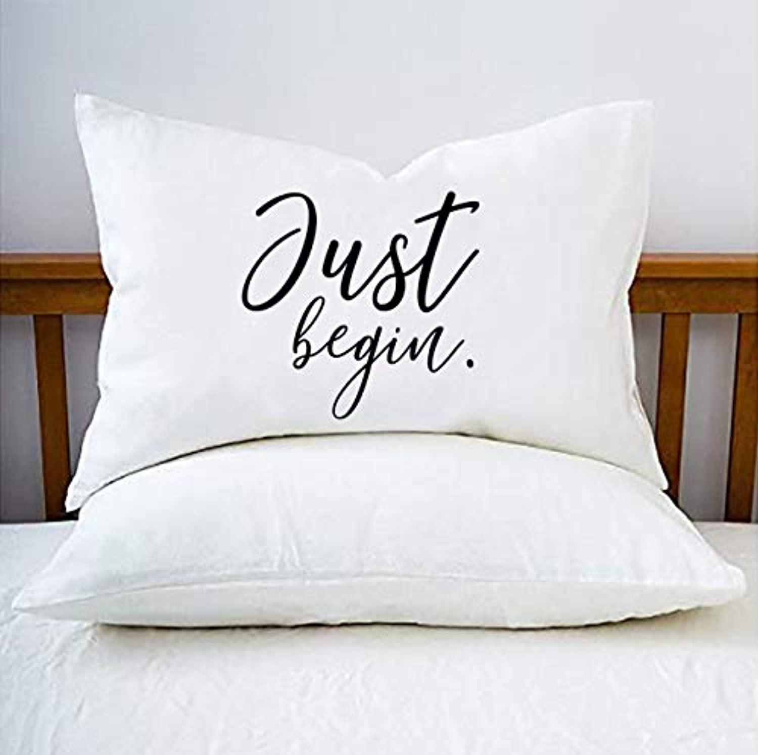 Just Begin Pillow Cover - Inspirational Quote Pillow for Home Decor