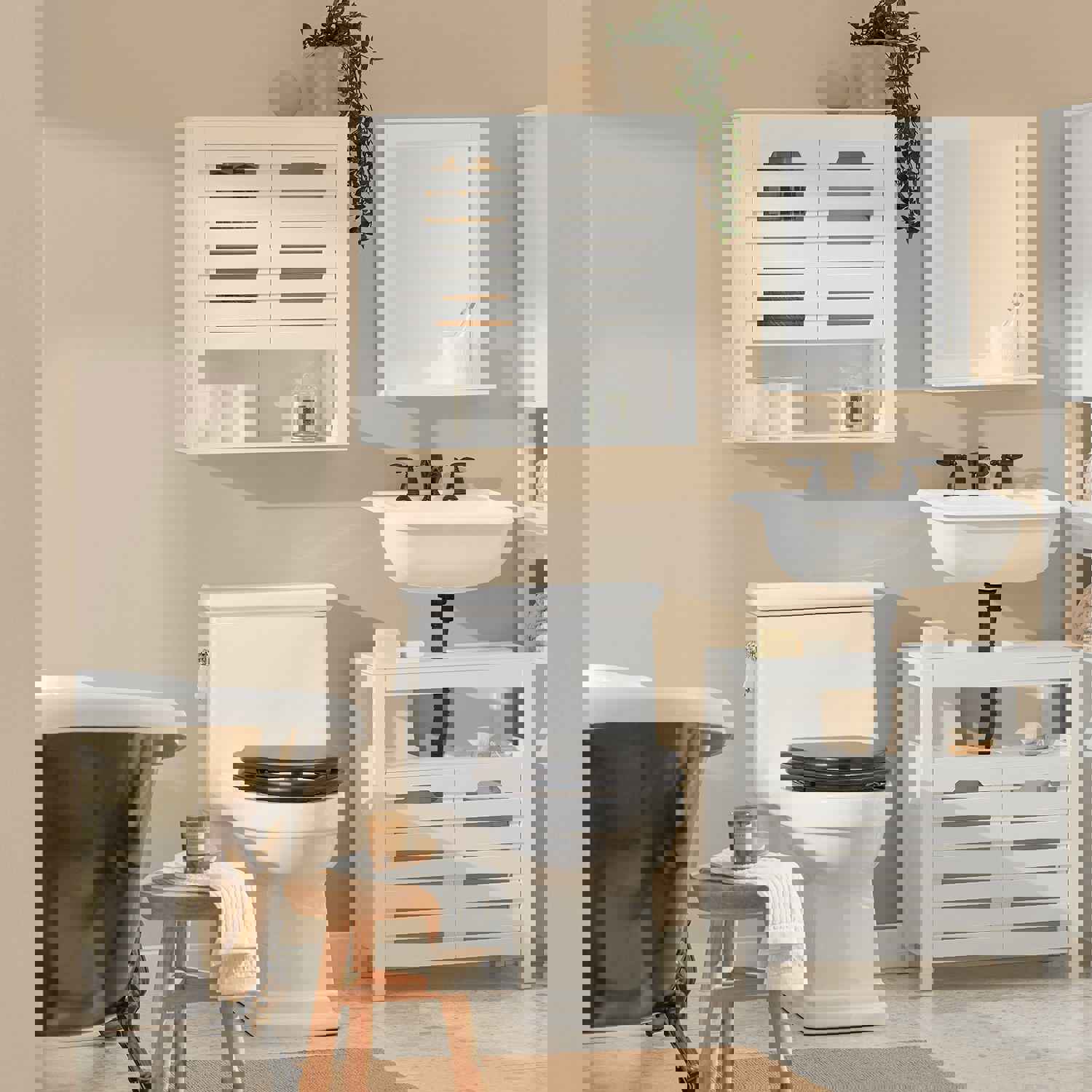 BZR51-W White Wall Mounted Cabinet for Kitchen and Bathroom