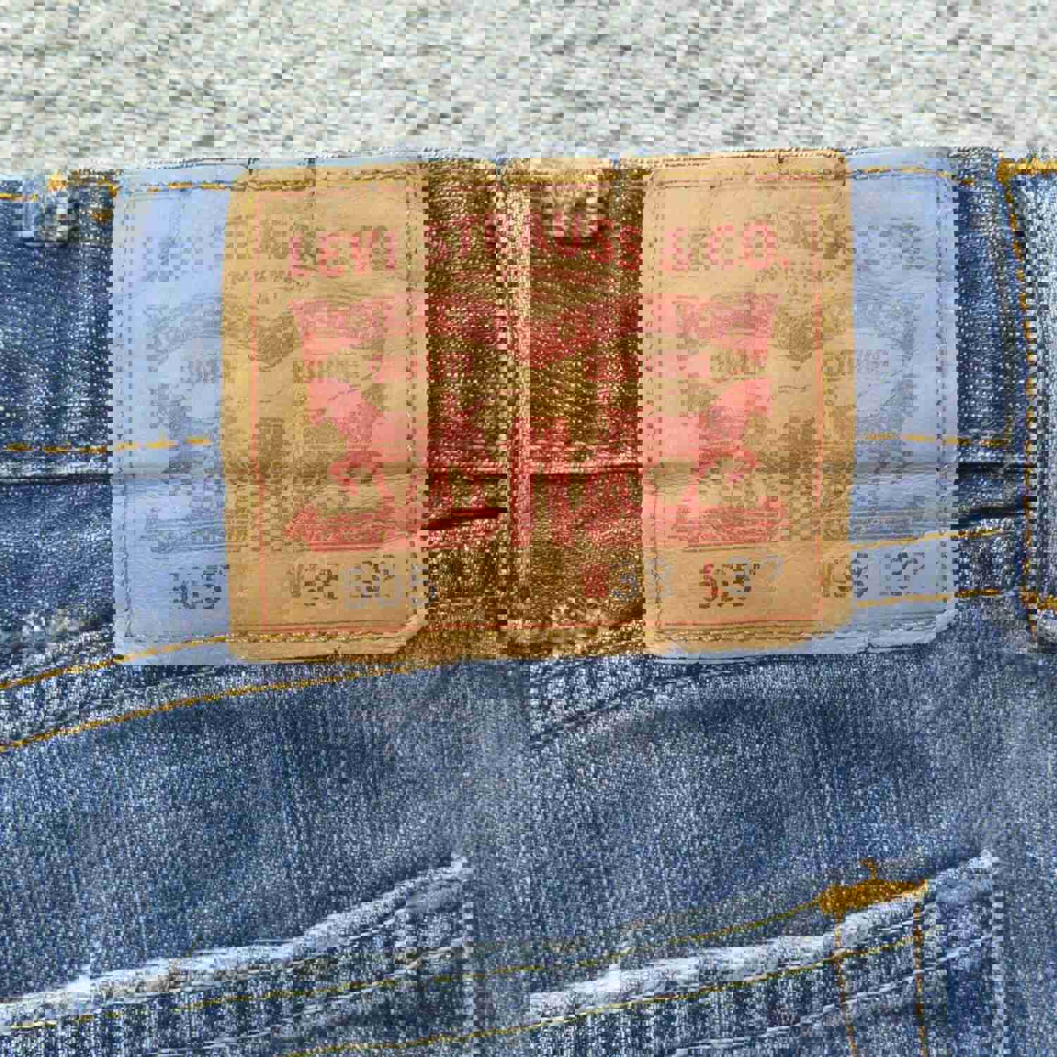 Levis 505 Jeans Mens W38XL32 Blue Denim Stretch Straight Leg Mid Rise Outdoor