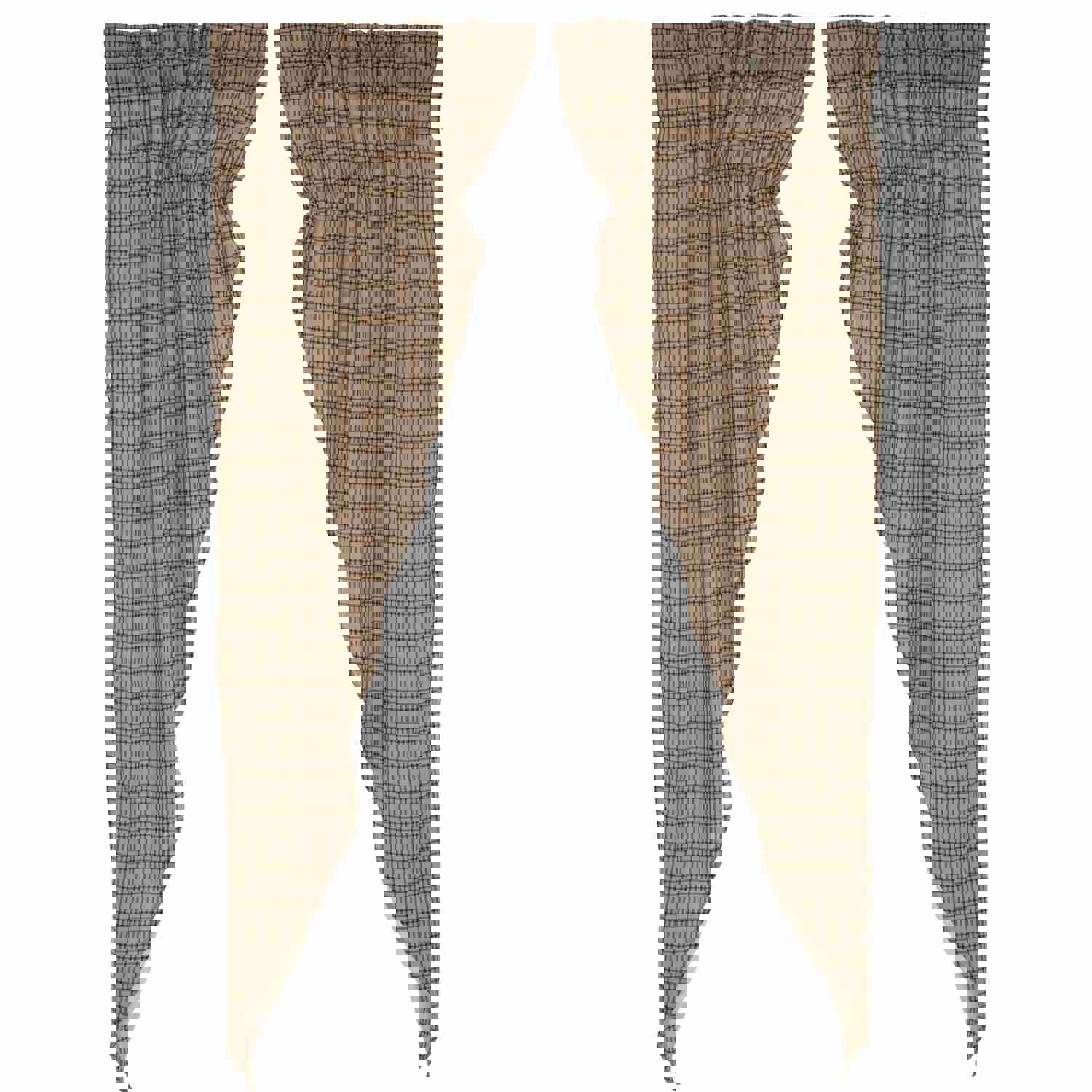 Sawyer Mill Charcoal Plaid Prairie Long Panel Curtain Set of 2