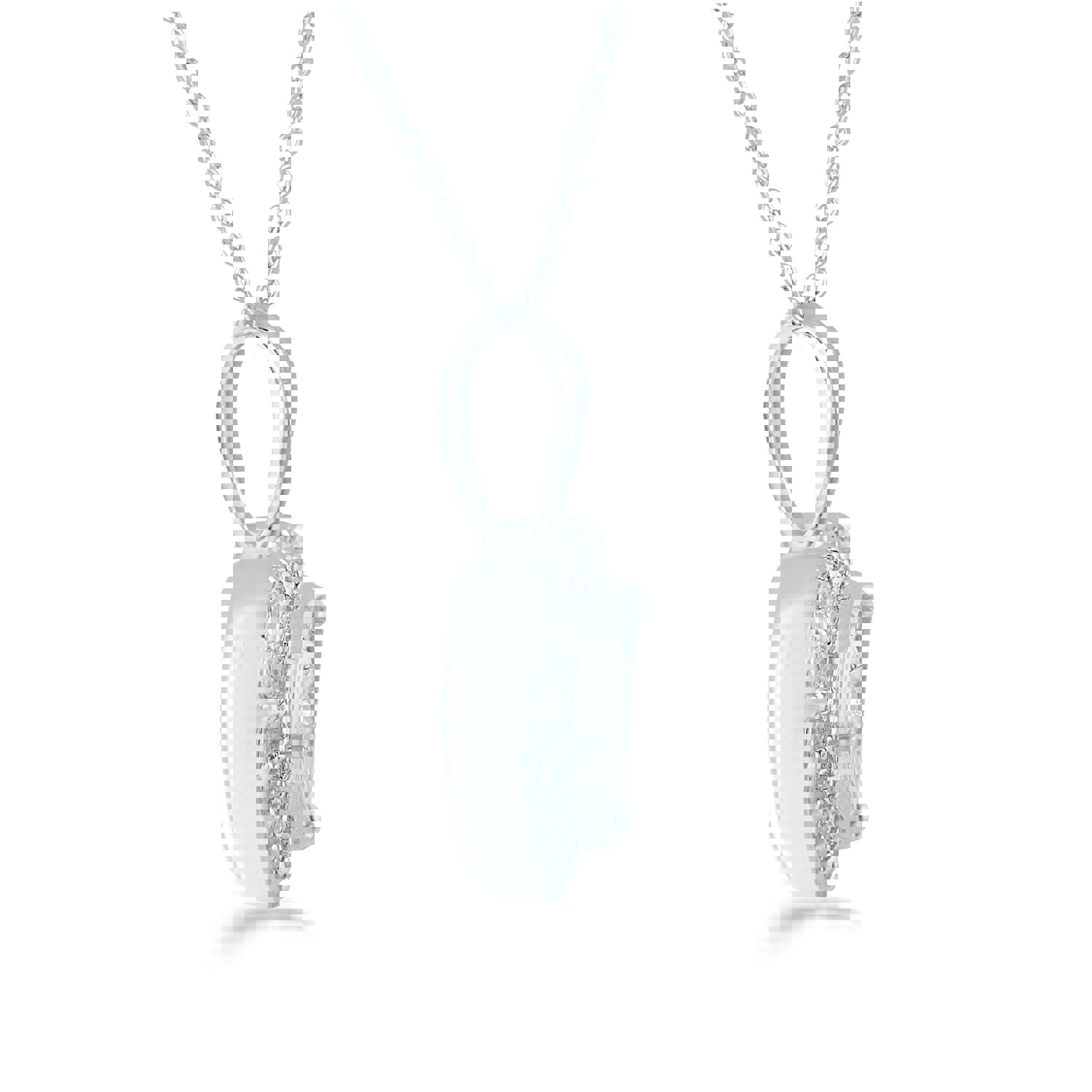 Set of 2: 3/8CT TW Diamond Heart Shaped Pendant & Earrings in Sterling Silver