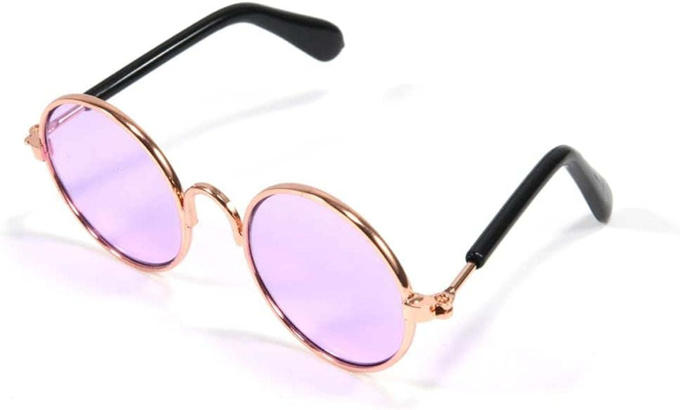 Round Pet Cat Glasses Lovely Sunglasses for Small to Medium Pets with Punk Style (Pink)