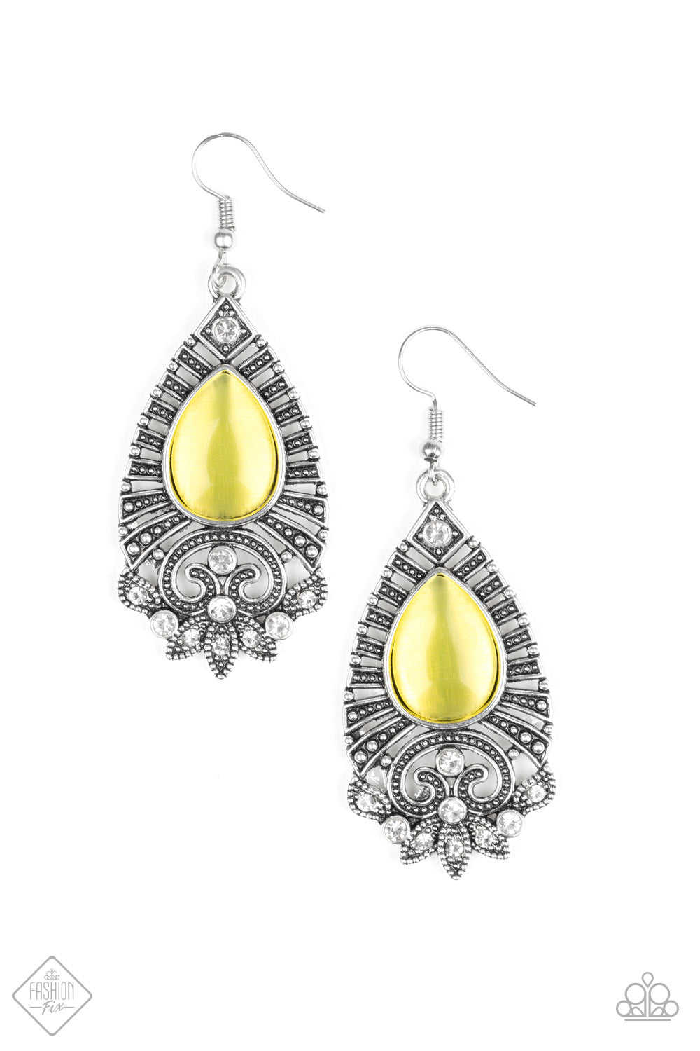 Paparazzi Majestically Malibu - Yellow Moonstone Earrings