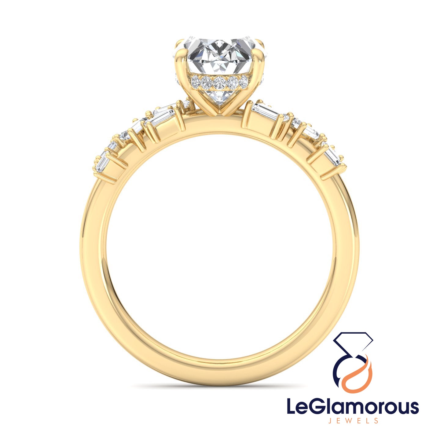 Oval Cut Hidden Halo Pave Style Lab Grown Diamond Engagement Ring