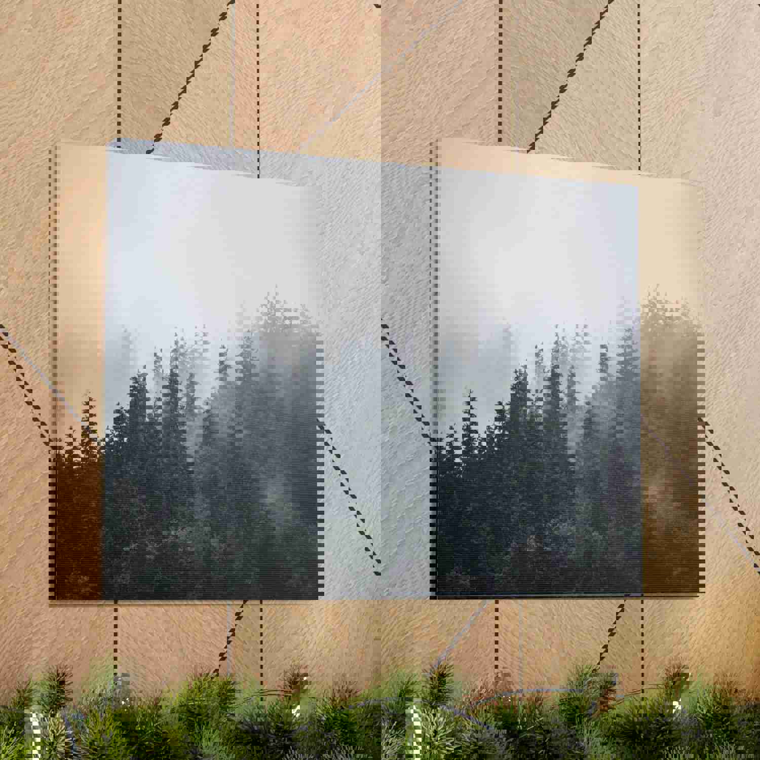 Foggy Pine Tree Green Forest Nature Wilderness Photography Canvas Wall Art for Home Decor Ready-to-Hang