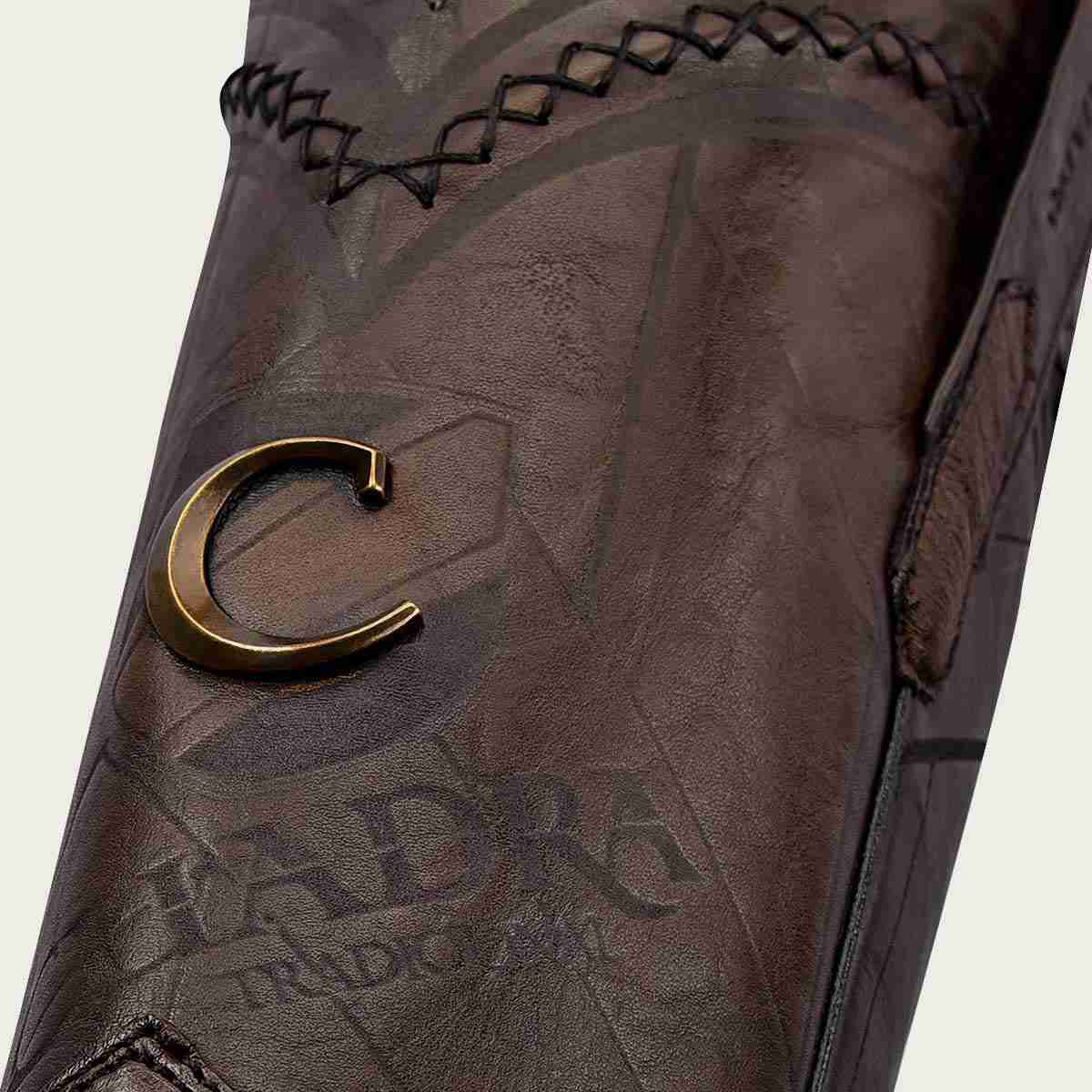 CUADRA Engraved Ostrich Leather Narrow Square Western Boot for Men