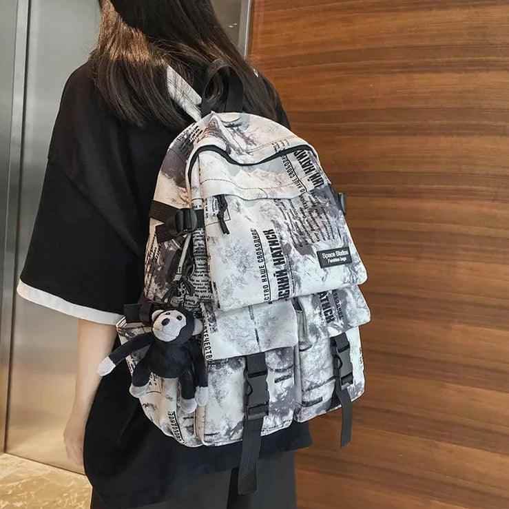 Cool Graffiti Backpack QC346 - Large Capacity Student Bookbag