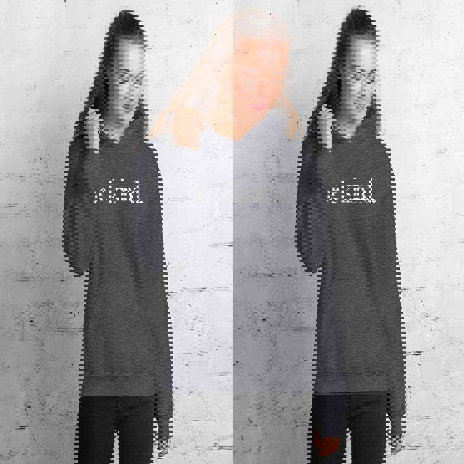 be kind. White Font Hoodie (Gildan) - Soft & Stylish for Cooler Evenings