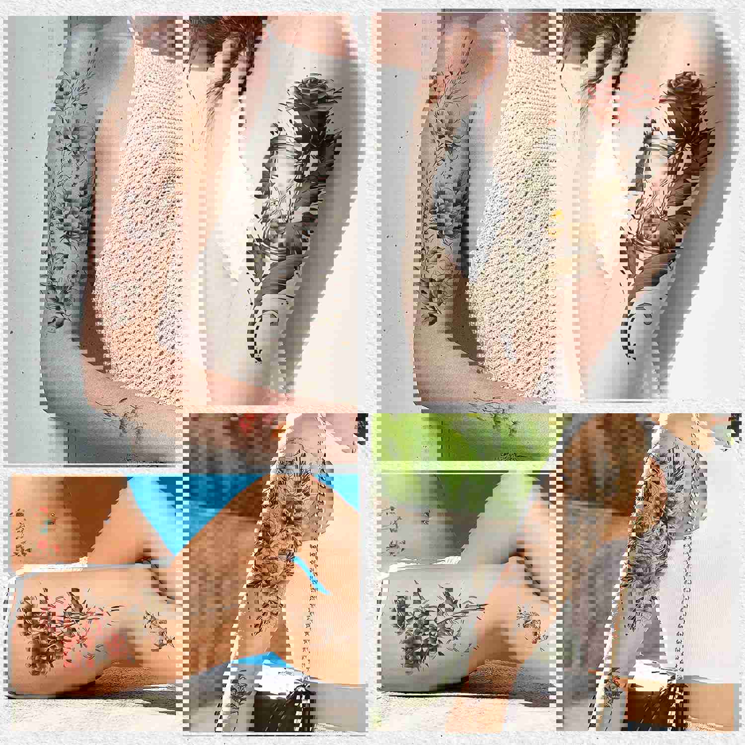 Cerlaza 76 Styles Flower Temporary Tattoos for Women - 34 Sheets